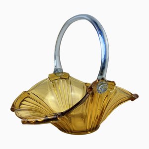 Large Murano Glass Basket, Italy, 1950s