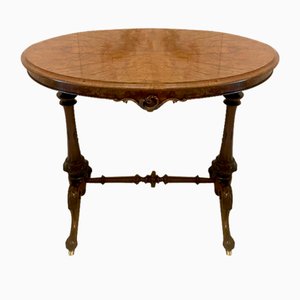 Antique Victorian Inlaid Burr Walnut Lamp Table, 1860