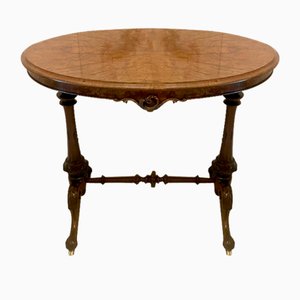 Lámpara de mesa victoriana antigua de nogal con incrustaciones, 1860