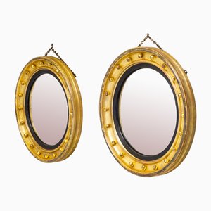Espejos circulares, década de 1800. Juego de 2