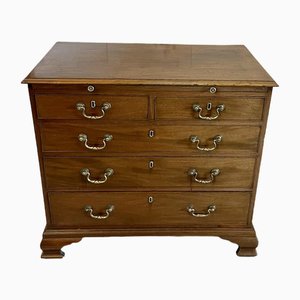 Small Antique George III Mahogany Chest of 5 Drawers with Brushing Slide, 1800