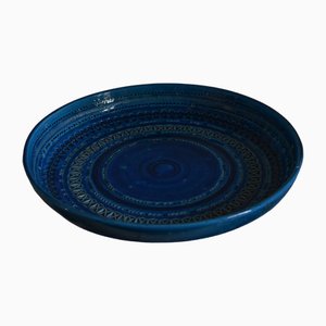 Piatto Rimini in ceramica blu di Aldo Londi, anni '70