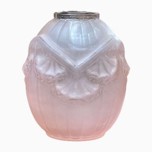 Vase Art Déco en Verre Moulé de Vercais, 1930s