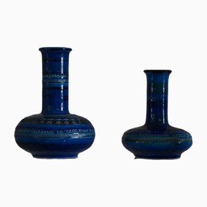Blaue Rimini Keramik von Aldo Londi für Bitossi, 2er Set
