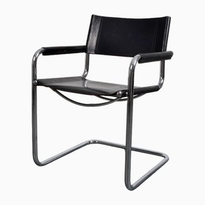 Black Leather S34 Cantilever Armchair by Mart Stam & Marcel Breuer for Linea Veam, 1987