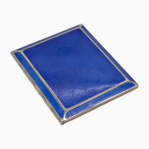 Art Deco Blue Enamel, Rolled Gold and Silver Cigarette Case, 1930s