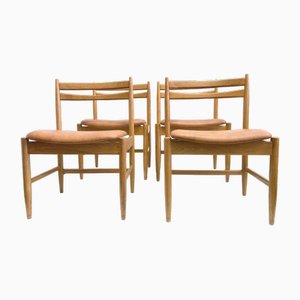 Danish Dining Room Chairs in Oak & Leather, Poland, 1960s, Set of 4