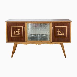 Two-Tone Bar Cabinet Sideboard with Carved Cevi, Italy, 1960s