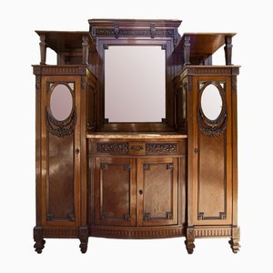 Art Nouveau Sideboard In Carved and Decorated Mahogany Veneer, Italy, 1920s