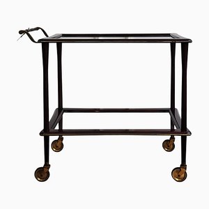 Mueble bar italiano Art Déco Mid-Century de madera y latón de Paolo Buffa, años 50