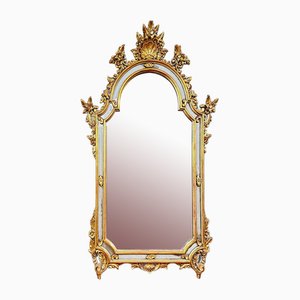 Espejo grande de madera tallada y dorada, siglo XIX