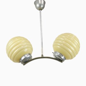 Italian Art Deco Yellow Sphere Hanging Light