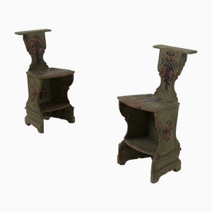 Kneeler Chairs in Polychrome Wood, 1797, Set of 2