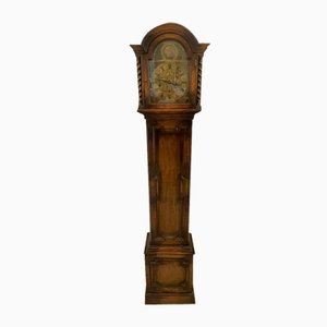 Oak and Brass Face Eight Day Chiming Grandmother Clock, 1920