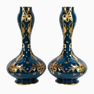 Late 19th Century Gien Ceramic Vases, Set of 2