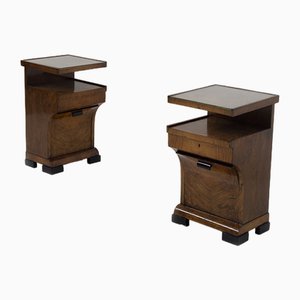 Italian Art Deco Bedside Tables in Briarwood, 1920, Set of 2