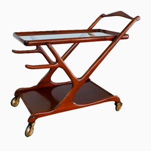 Mid-Century Walnut Bar Cart by Cesare Lacca for Cassina, 1950s