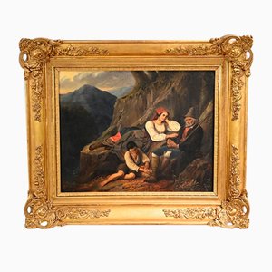 Scène avec Berger, Milieu des années 1800, Huile sur Toile, Encadrée