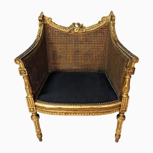 Louis XVI Office Armchair in Gilded Wood