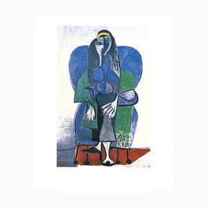 Pablo Picasso, Femme Assise A LÉcharpe Verte, años 60, Impresión