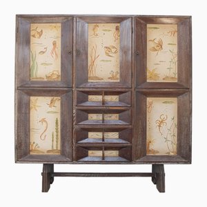 Meuble en Hêtre avec Trois Portes Verrouillables et Quatre Tiroirs attribué à Paolo Buffa, 1950s