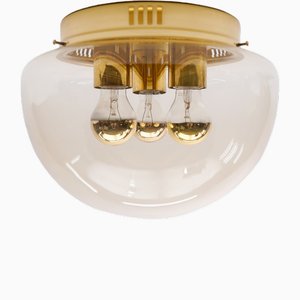 Lampada da incasso a tre luci in vetro ambrato, Germania, anni '60