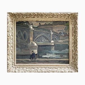 Pêcheur sur les bords de Seine, 1930-1940, Huile sur Toile