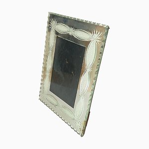 Art Deco Green Picture Frame in Beveled Mirror, France, 1935
