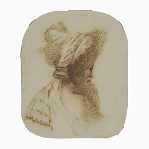 Después de Rembrandt, perfil de hombre, grabado, siglo XVII