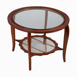 Table Basse Vintage en Hêtre Peint et Verre, Italie, 1950s