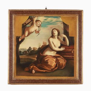 Vénus et Cupidon, Huile sur Toile, Encadrée