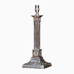 Silver Plated Corinthian Column Table Lamp, 1920s