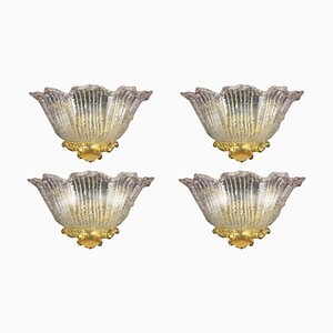 Wall Sconces in Gold, 1980, Set of 4