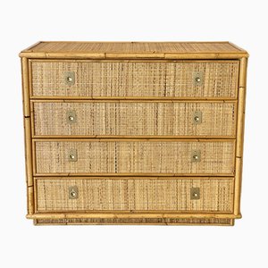 Wicker and Bamboo Chest of Drawers in the style of Dal Vera, 1970s