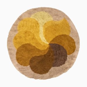 Tapis Desso Fleur Rond Orange et Marron, 1970s