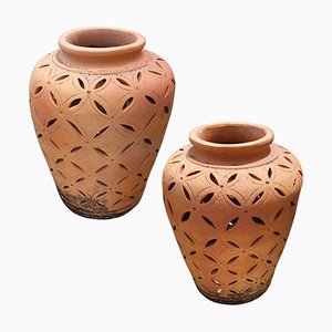 Spanische Vintage Keramik Töpfe, 2er Set