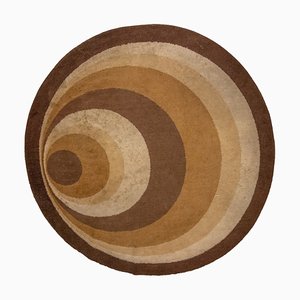 Space Age Orange and Brown Concentric Rug, 1970s