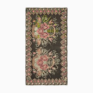 Alfombra Kilim moldava vintage en negro, 1940