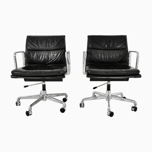 EA217 Black Soft Pad Chairs by Charles & Ray Eames for Herman Miller, 1970s, Set of 2