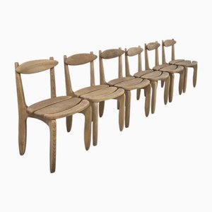 Oak Dining Chairs attributed to Guillerme Et Chambron for Votre Maison, 1950s, Set of 6