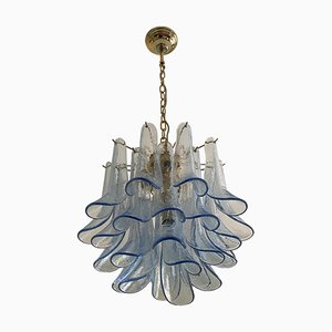 Lámpara de araña Selle de cristal de Murano azul de Simoeng