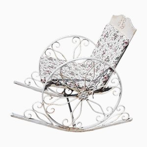 Vintage Garden Swing Chair with Decorated White Painted Metal Frame, 1970s