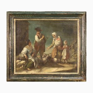 Französischer Künstler, Genreszene mit Figuren, 1780, Öl auf Leinwand, gerahmt