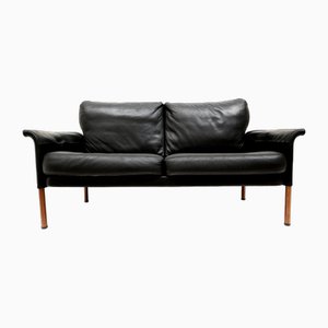 Danish Sofa in Black Leather by Hans Olsen, 1960s