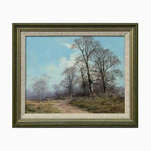 John Caesar Smith, escena de bosque inglés natural, finales del siglo XX, pintura al óleo, enmarcado