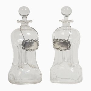 Glass Decanters with Stoppers, 1890s, Set of 2