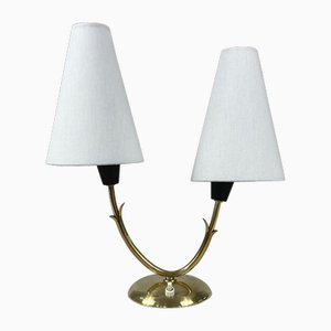 Double Arm Brass Table Lamp, Sweden, 1950s