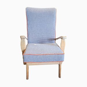 Vintage Armchair with New Grey and Orange Upholstery