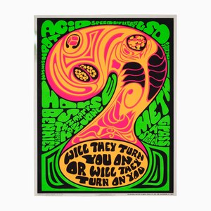 American Will They Turn You on You Politisches psychedelisches Anti-Drogen-Poster, 1970er