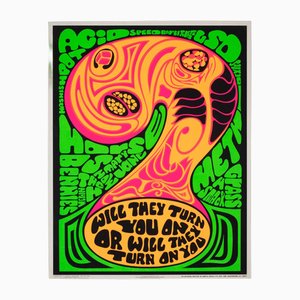 Poster Will They Turn On You, politico psichedelico contro la droga, anni '70